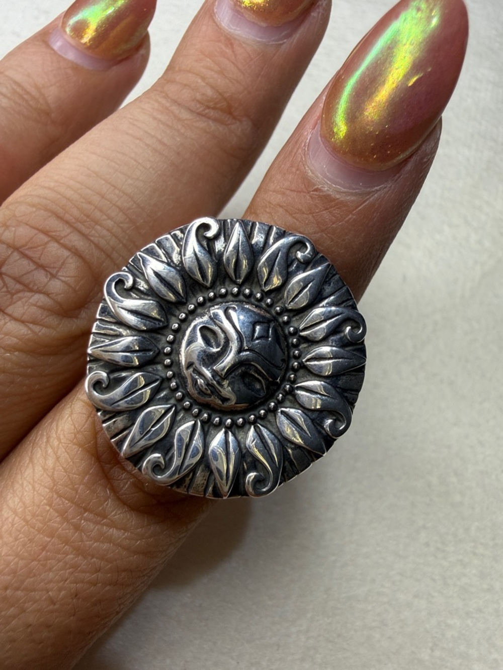 James Avery Oxidized Silver Sunburst Statement Ring